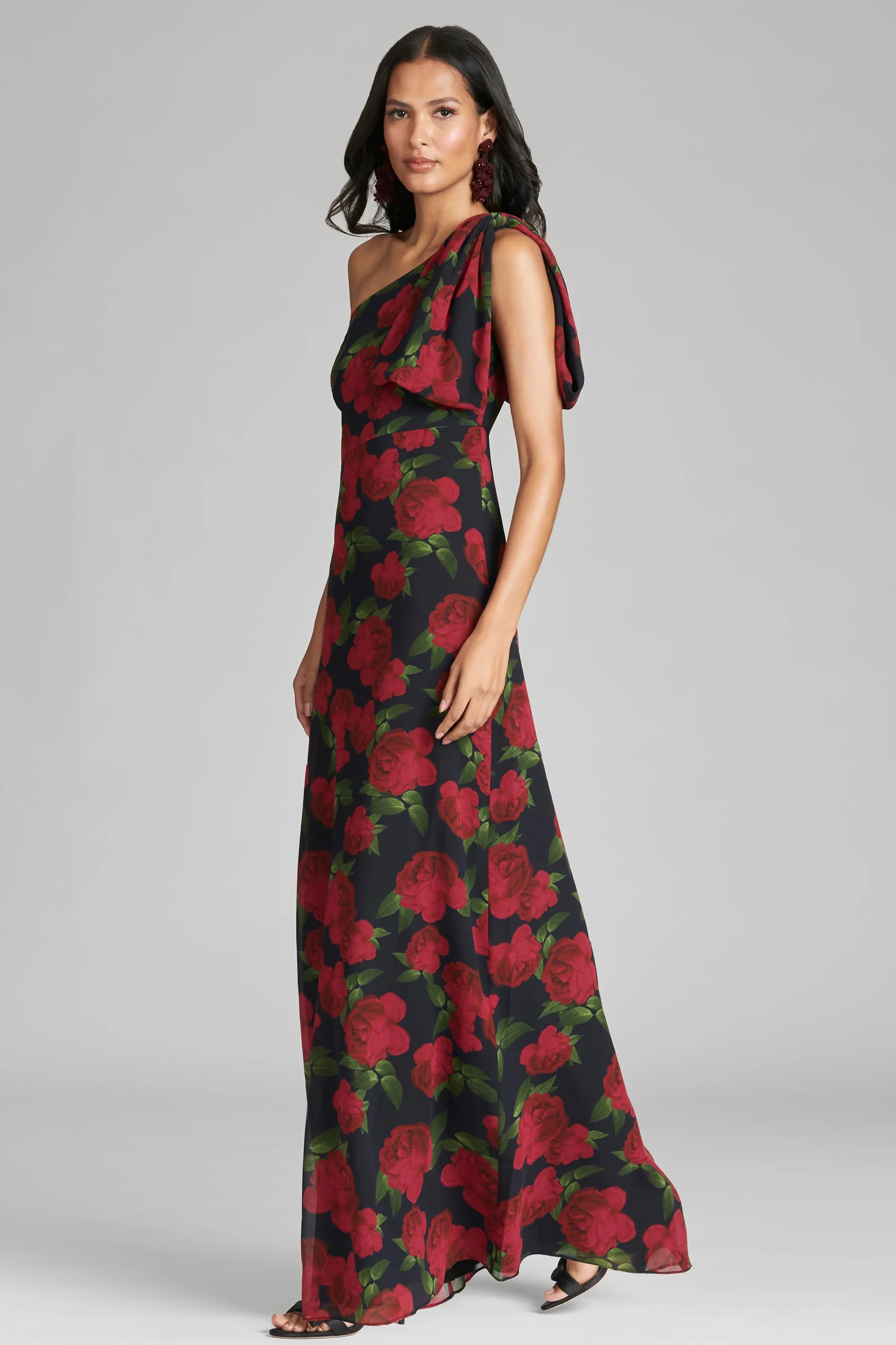 Chelsea Gown - Ruby Tea Roses - Final Sale