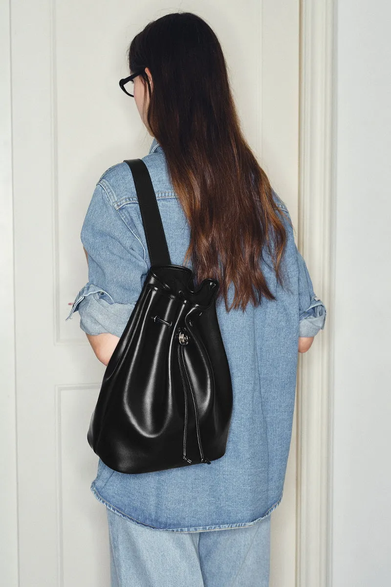 Chic Leather Bucket Bag