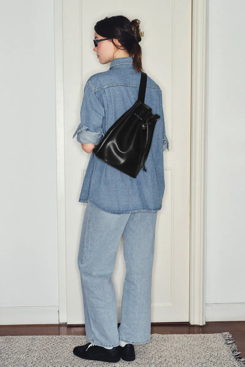 Chic Leather Bucket Bag