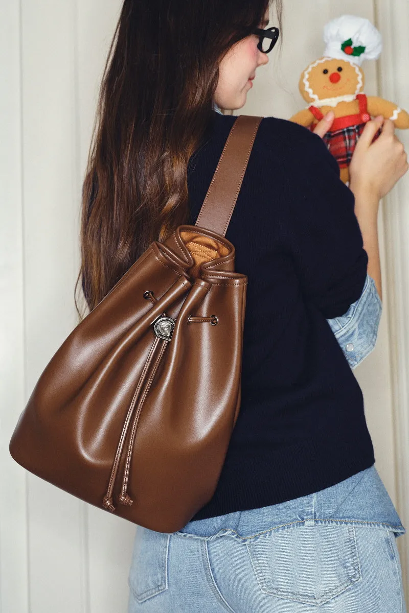 Chic Leather Bucket Bag