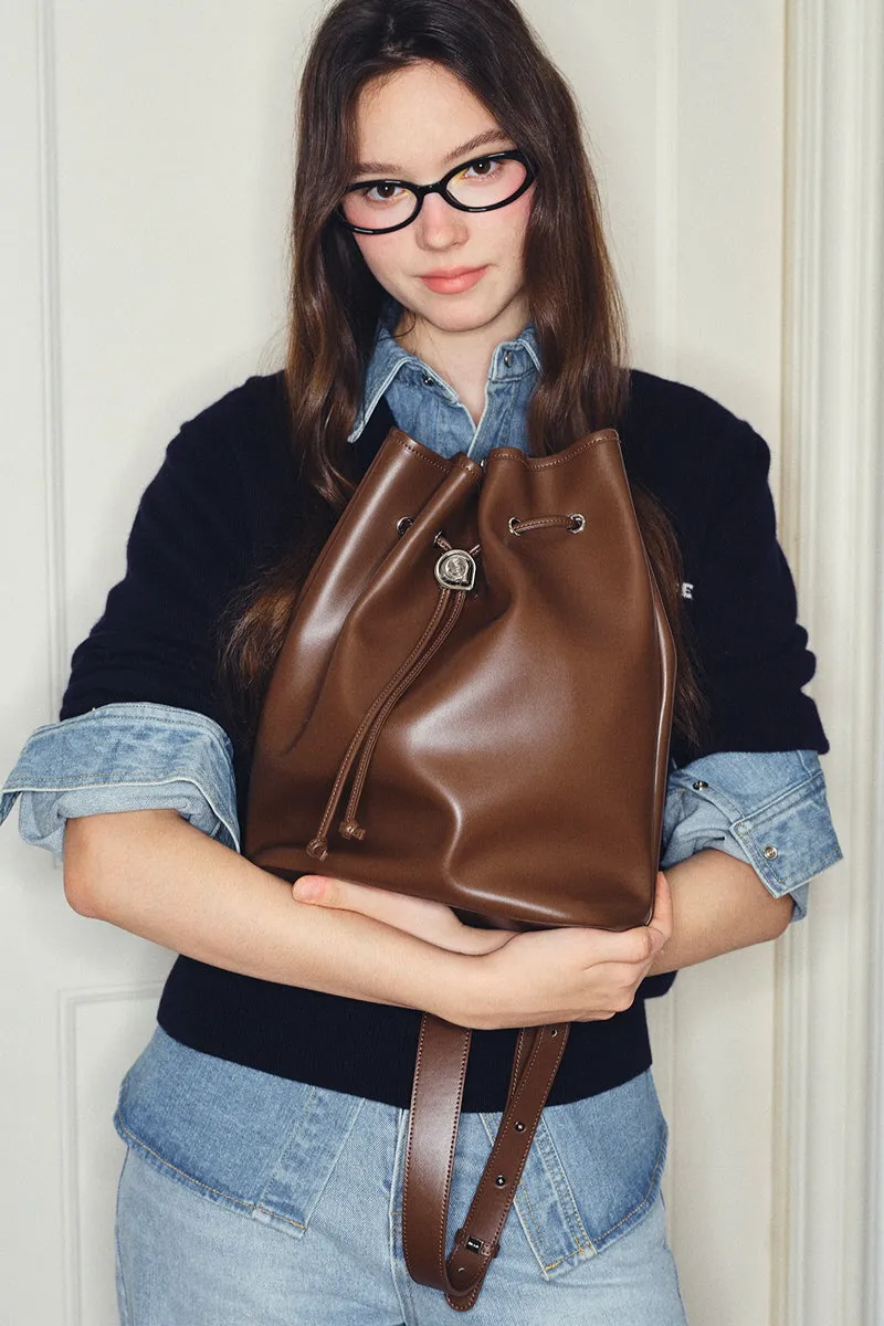 Chic Leather Bucket Bag