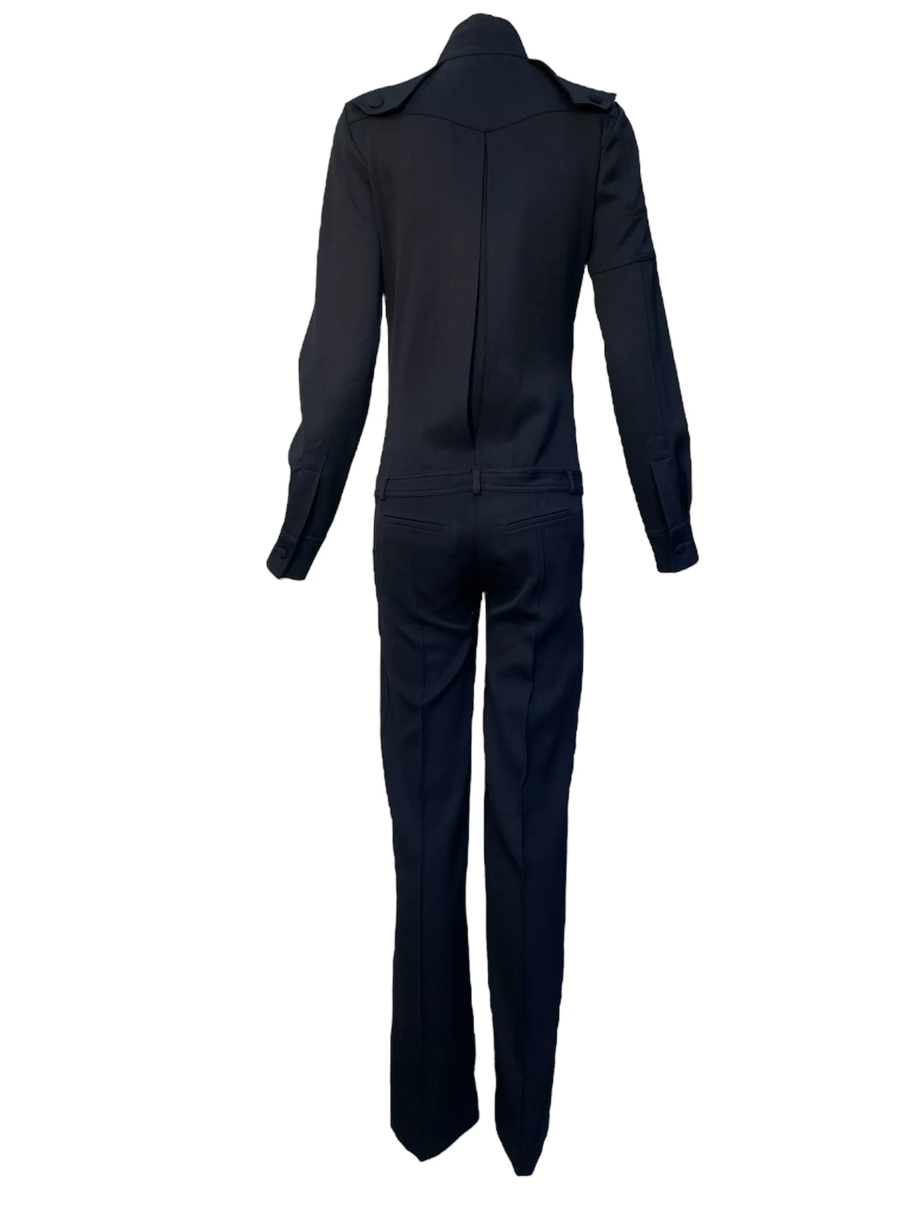 Chloe 1990s Black Wool Twill Military Inspired Jumpsuit