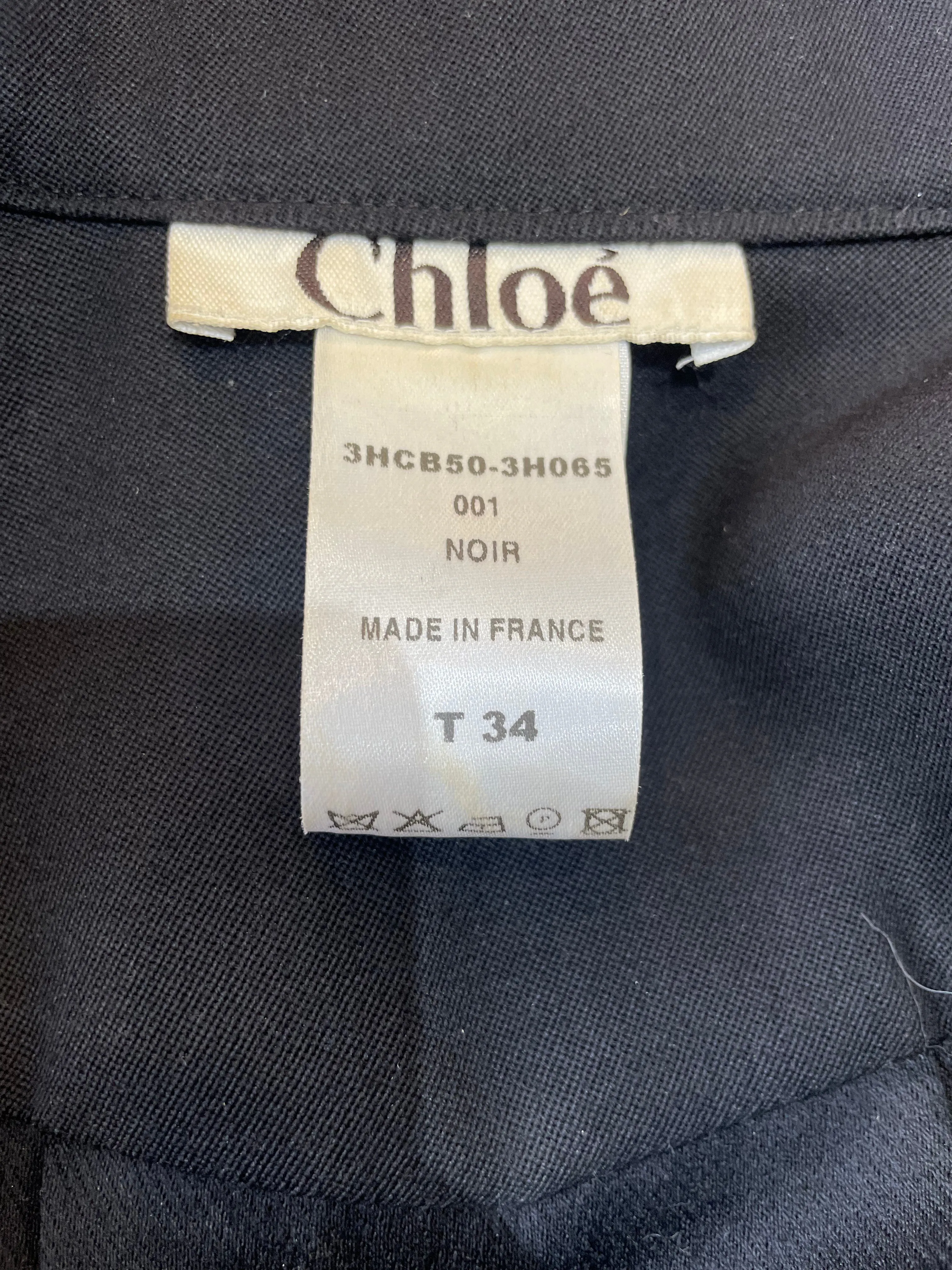 Chloe 1990s Black Wool Twill Military Inspired Jumpsuit