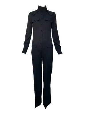 Chloe 1990s Black Wool Twill Military Inspired Jumpsuit