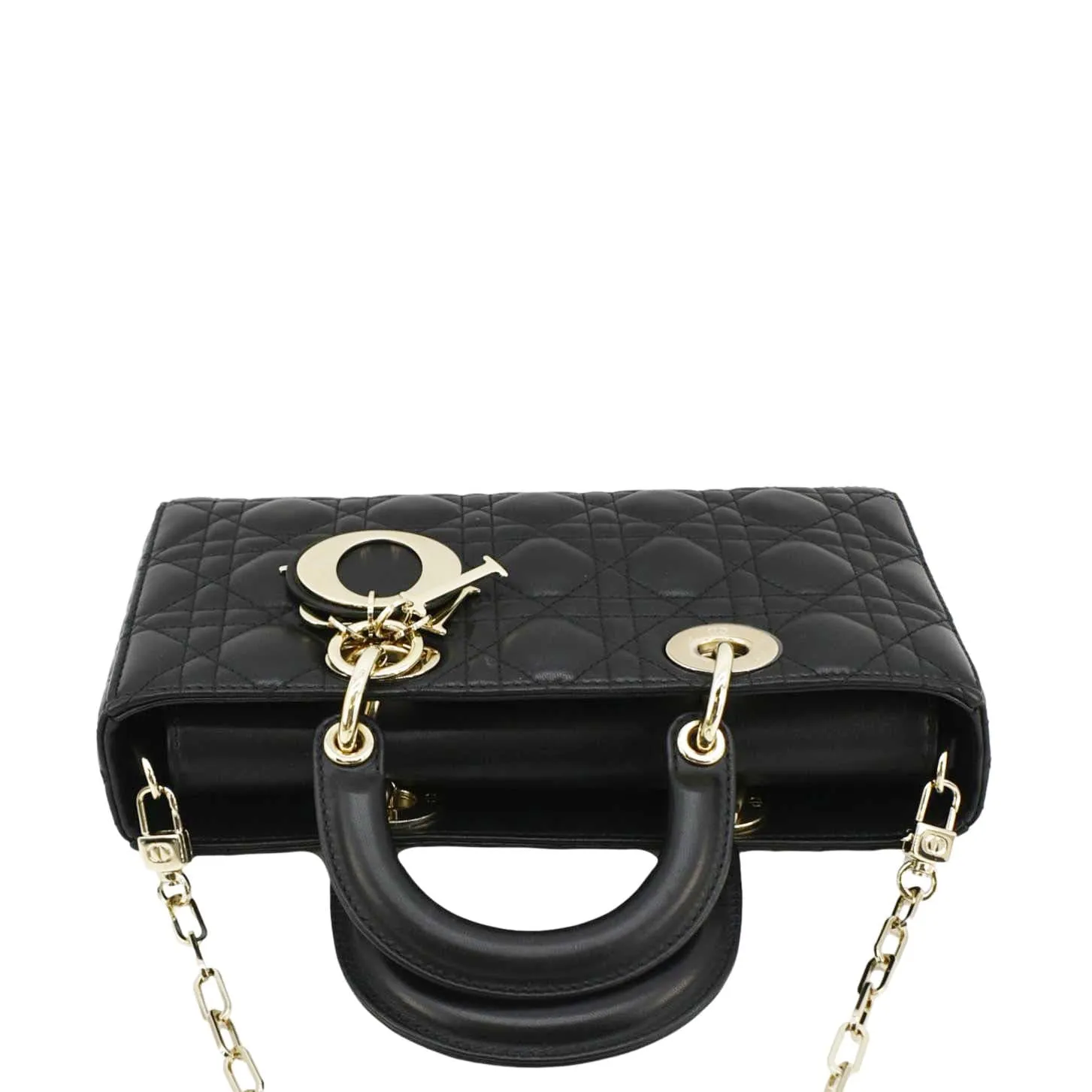 CHRISTIAN DIOR Lady D-Joy Medium Cannage Leather Shoulder Bag Black