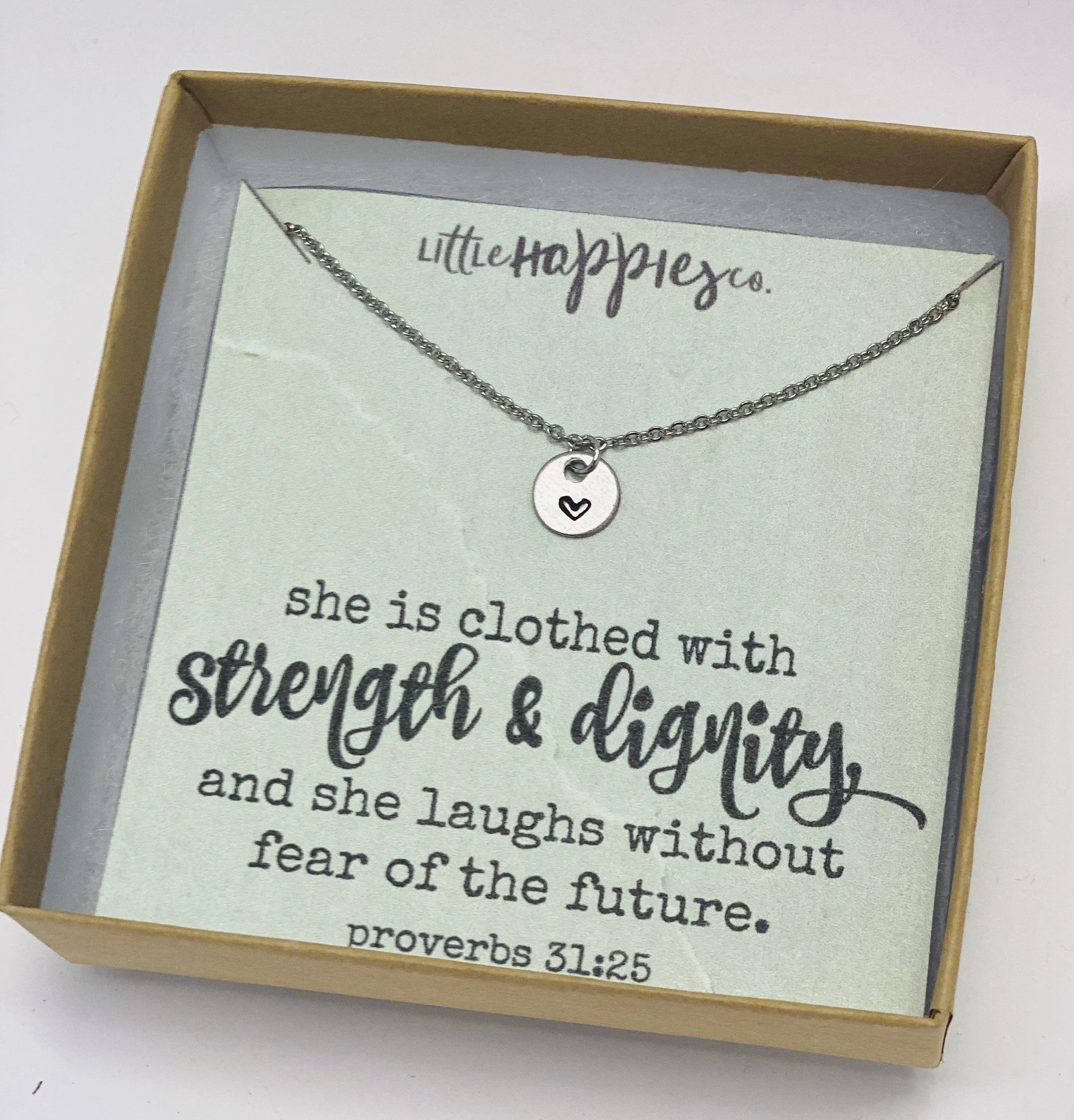Christian Jewelry, heart necklace, Strength an dignity, Thank you gift, Christian gift, Christian jewelry, Christmas gift, Gift for friend