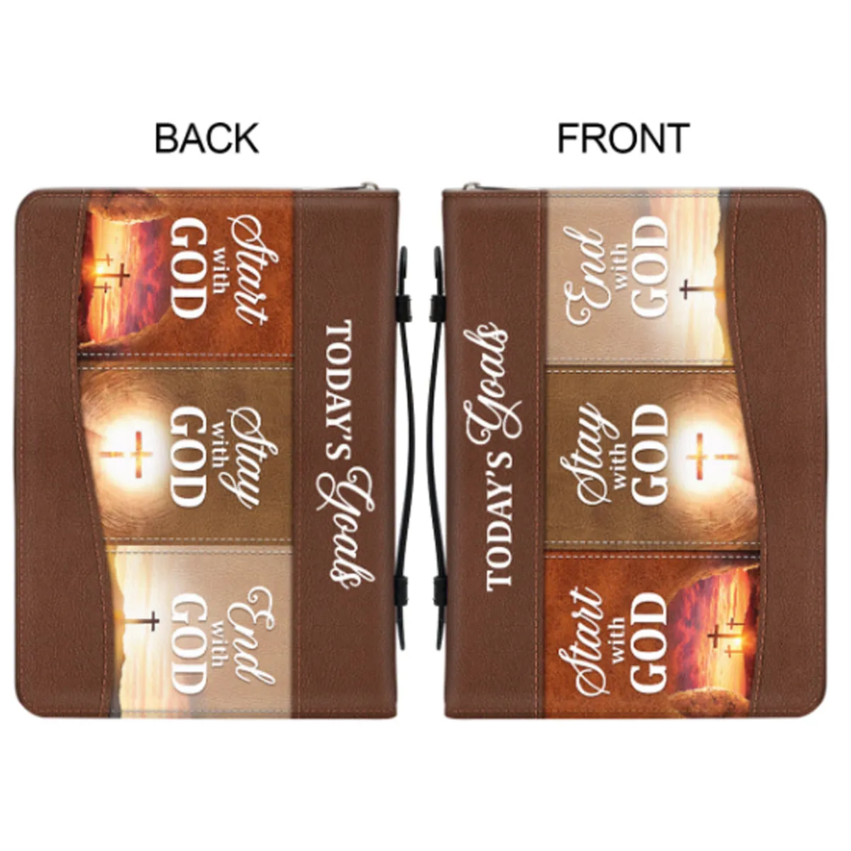Christianartbag Bible Cover - Today's Goals Stay With GOD, Personalized Bible Cover, Customizable Premium Faux Leather Bible Covers - CABBBCV04030823.