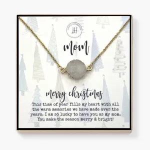 Christmas gifts for mom from daughter, Christmas gift for mom, Gift ideas for mom, Gift for mom who has everything, White druzy necklace