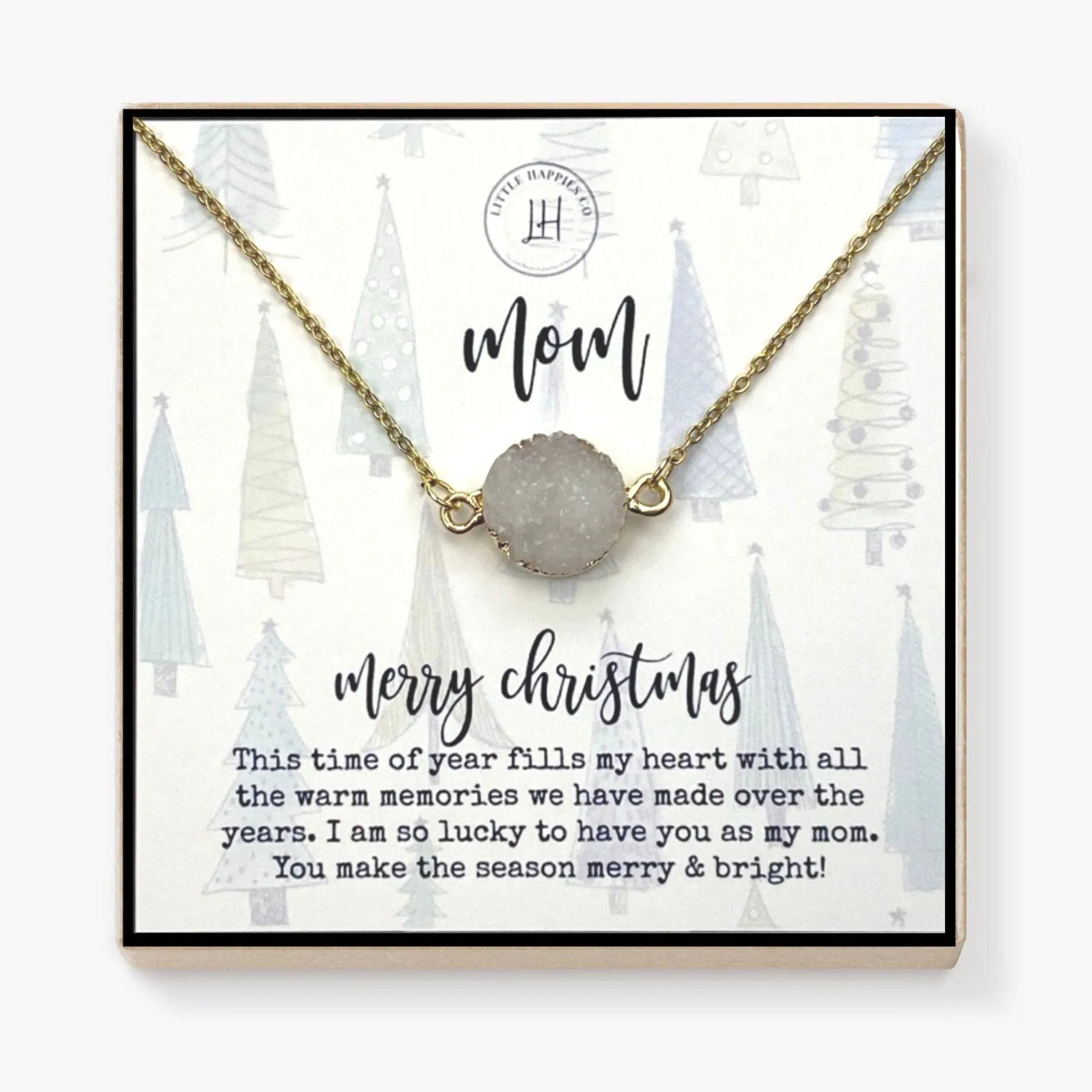 Christmas gifts for mom from daughter, Christmas gift for mom, Gift ideas for mom, Gift for mom who has everything, White druzy necklace