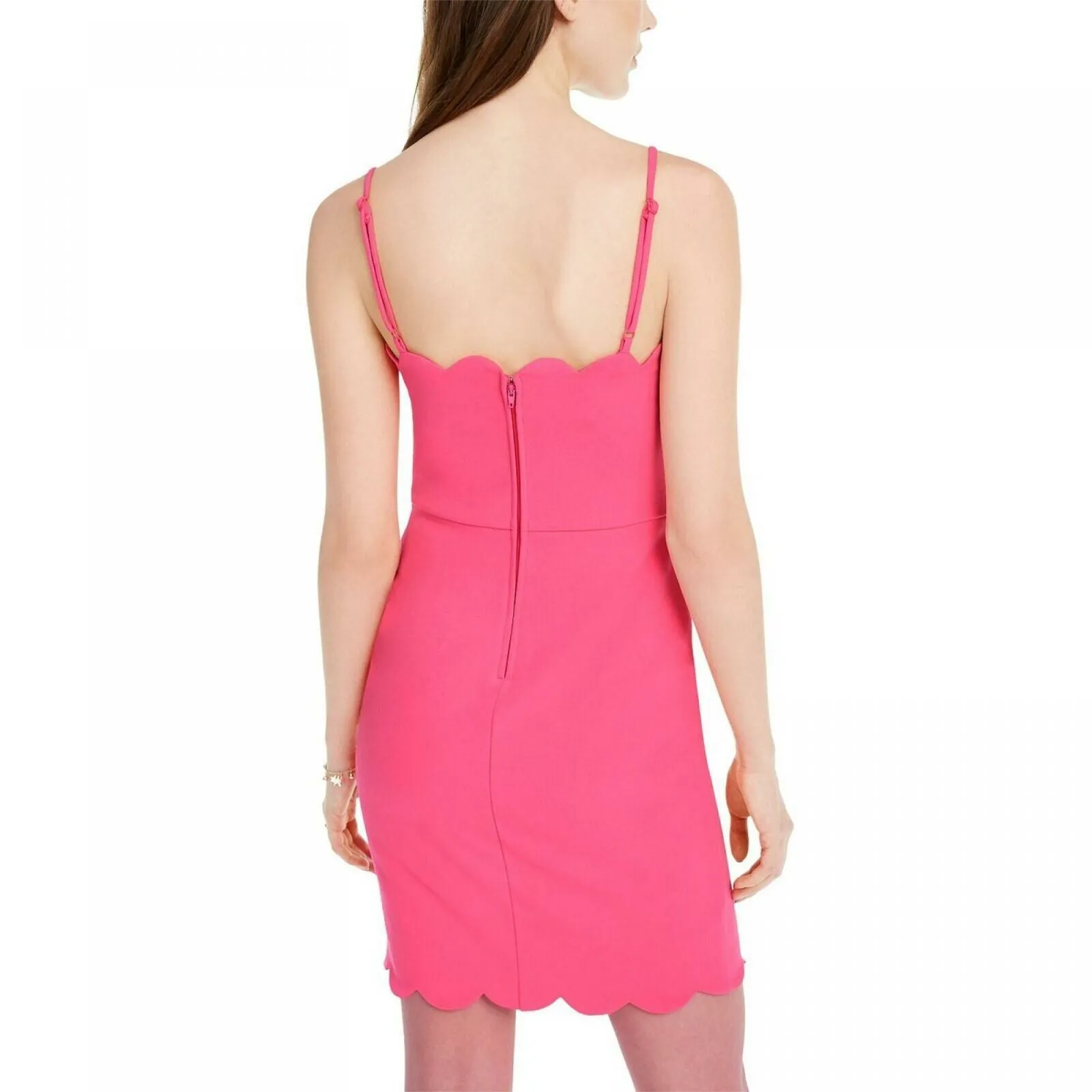 City Studio Women's Junior Fit Sleeveless Scalloped Bodycon Dress