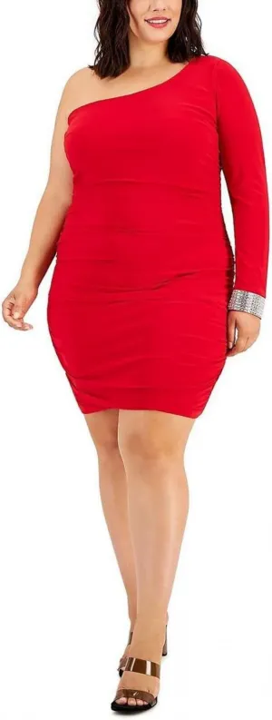 City Studios Womens Plus Embellished Knee Bodycon Dress 8415AC9PD1 Cherry Red 3X