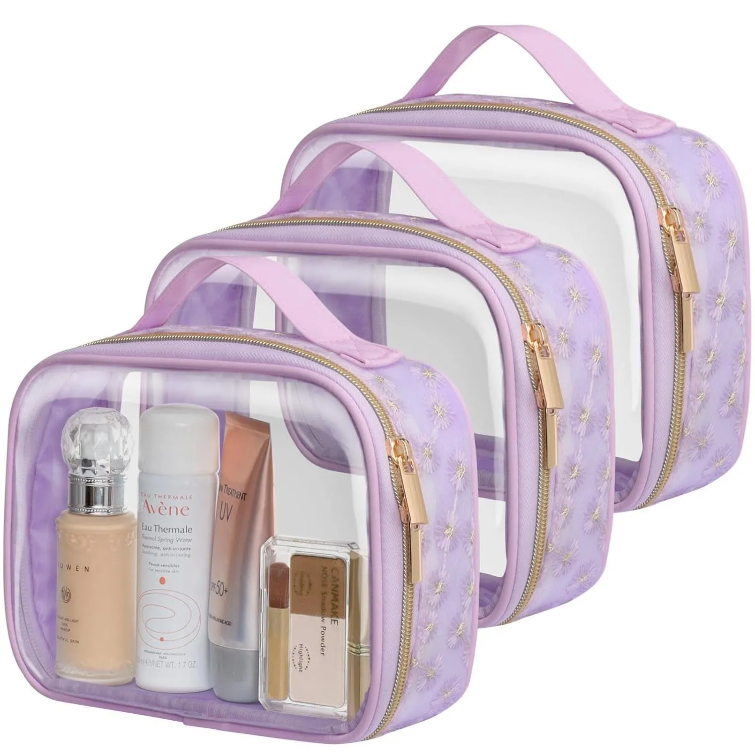 Clear Makeup Bag - TSA Approved Toiletry Bag for Travel Size Toiletries, Travel Clear Toiletry Bag Quart Size Bag, Carry on Airport Airline Compliant Bag, Rose Pink(For Age 12 or Above)