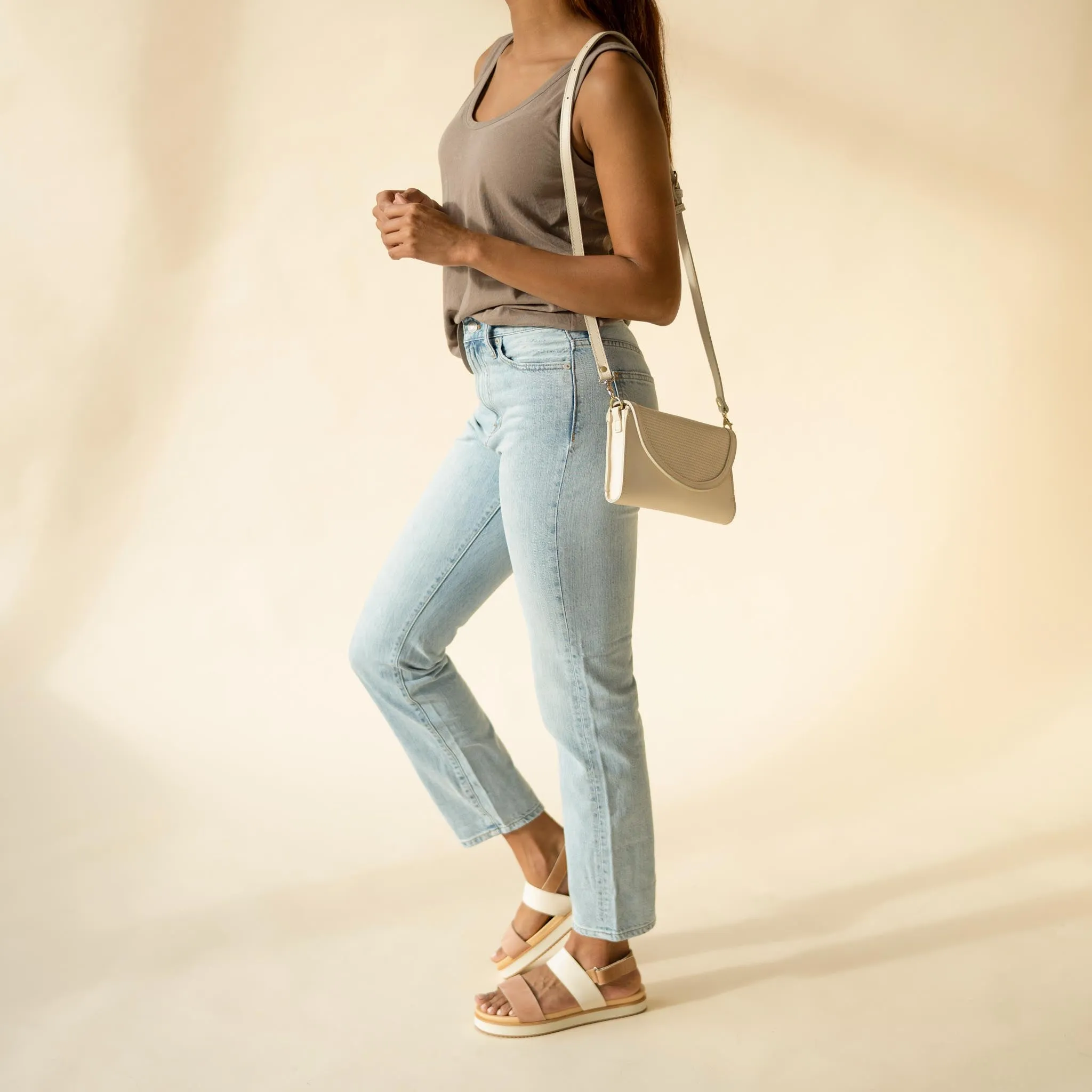Cleo Convertible Crossbody Woven Bone