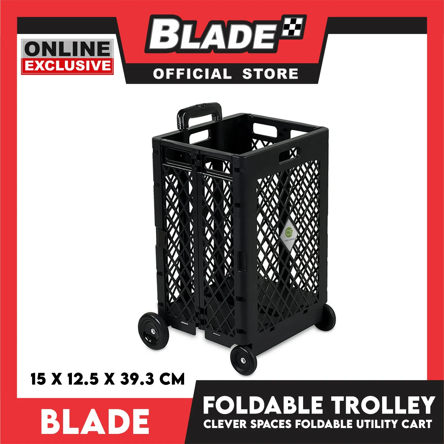 Clever Spaces Fordable Utility Cart Color Black Tall