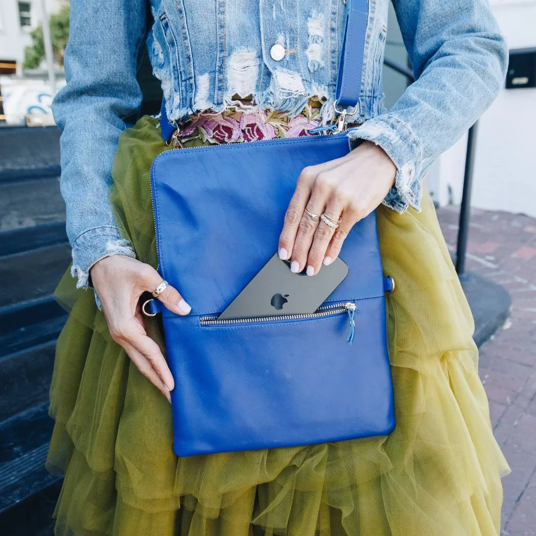 Cobalt Convertible Laptop Bag (w Gold Fittings)