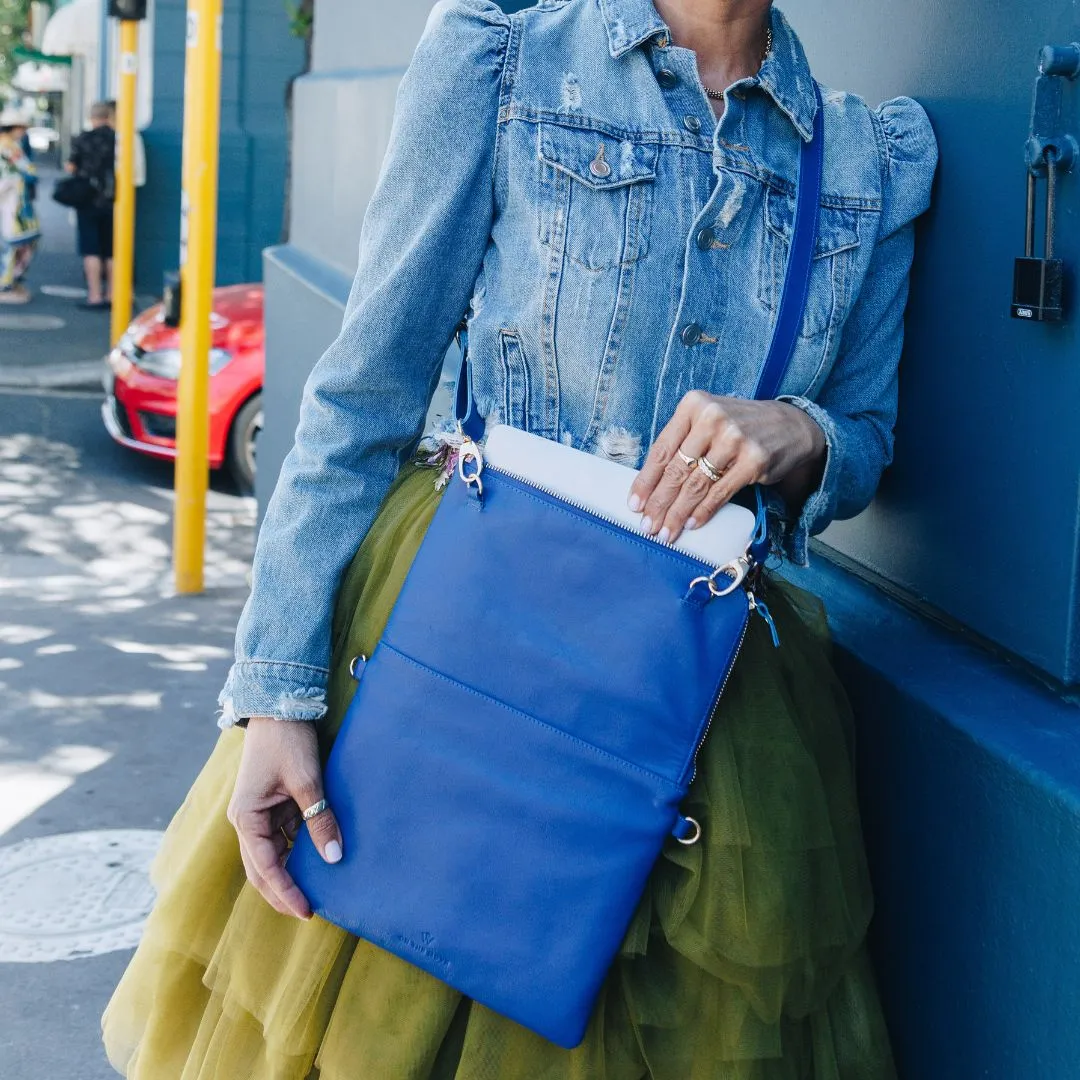 Cobalt Convertible Laptop Bag (w Gold Fittings)