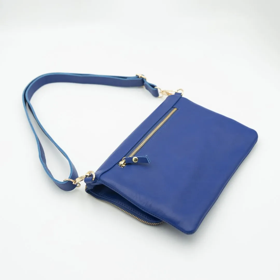 Cobalt Convertible Laptop Bag (w Gold Fittings)