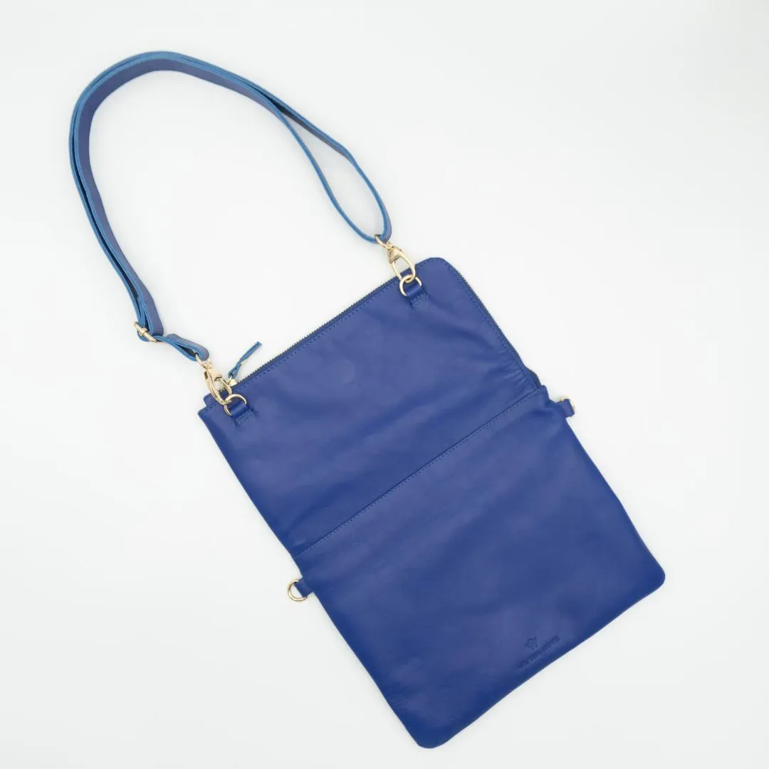 Cobalt Convertible Laptop Bag (w Gold Fittings)