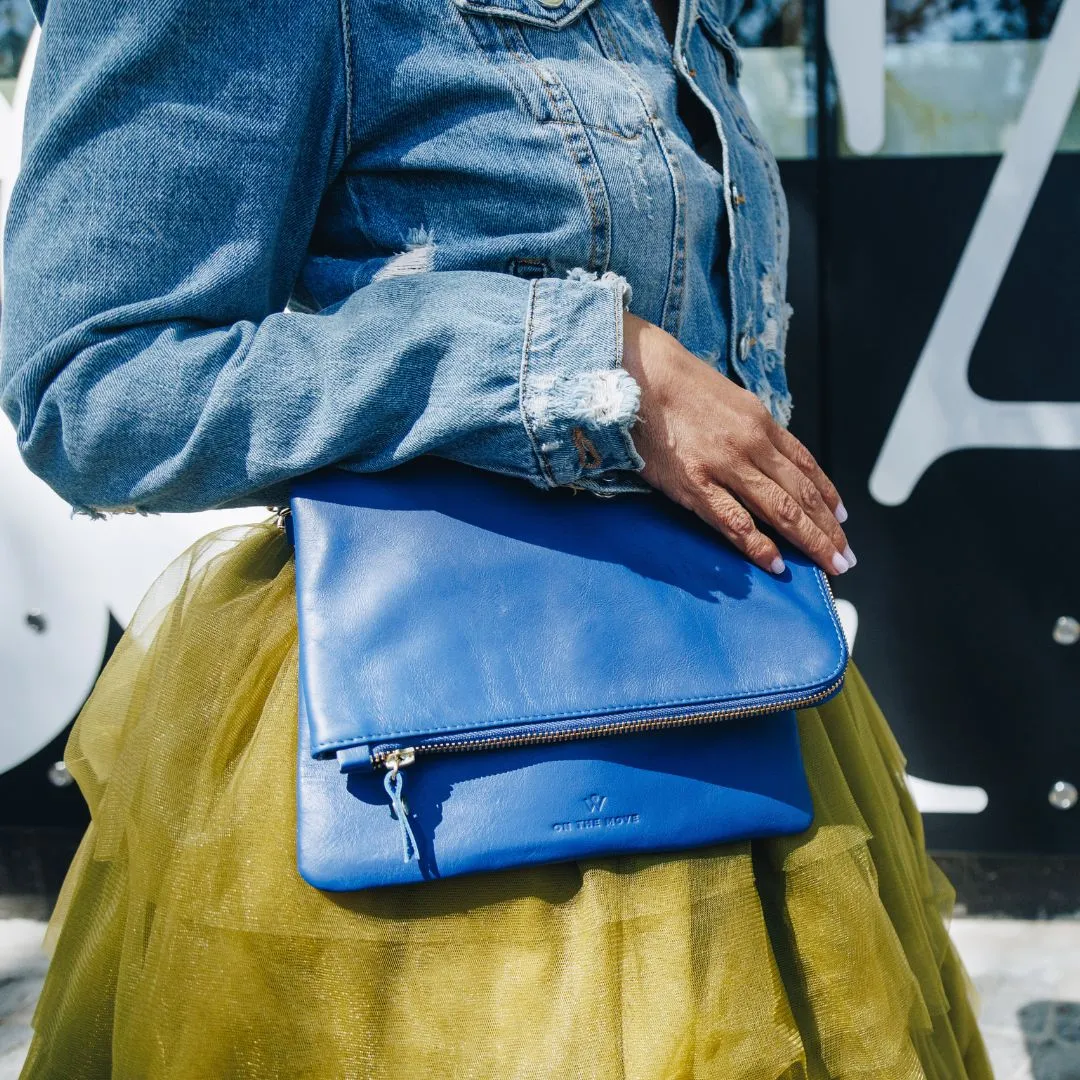 Cobalt Convertible Laptop Bag (w Gold Fittings)