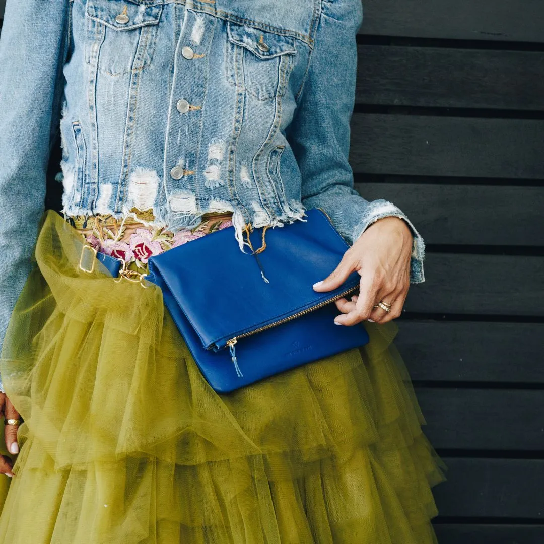 Cobalt Convertible Laptop Bag (w Gold Fittings)