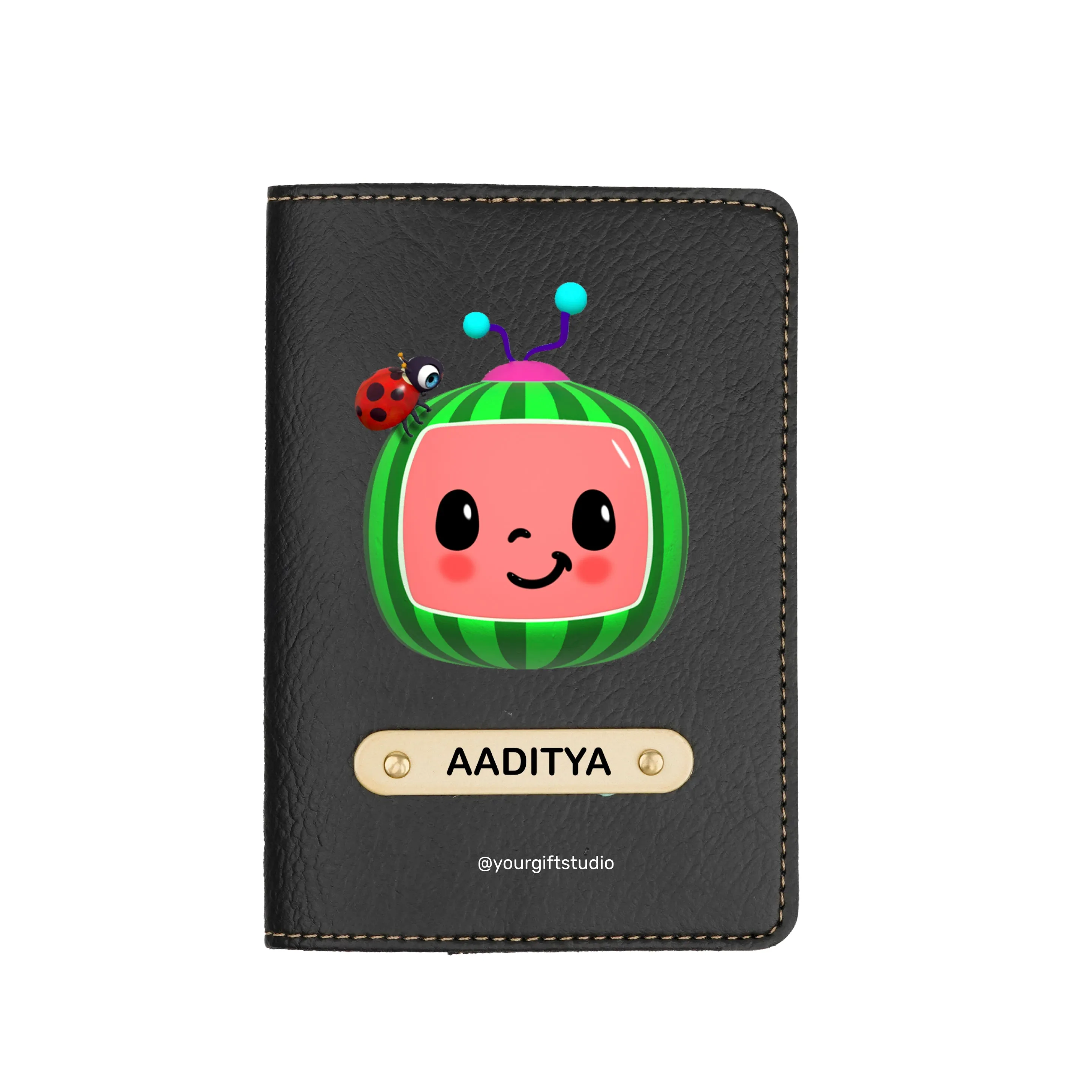 Cocomelon Print Personalised Nexon Passport Cover - Olive Green