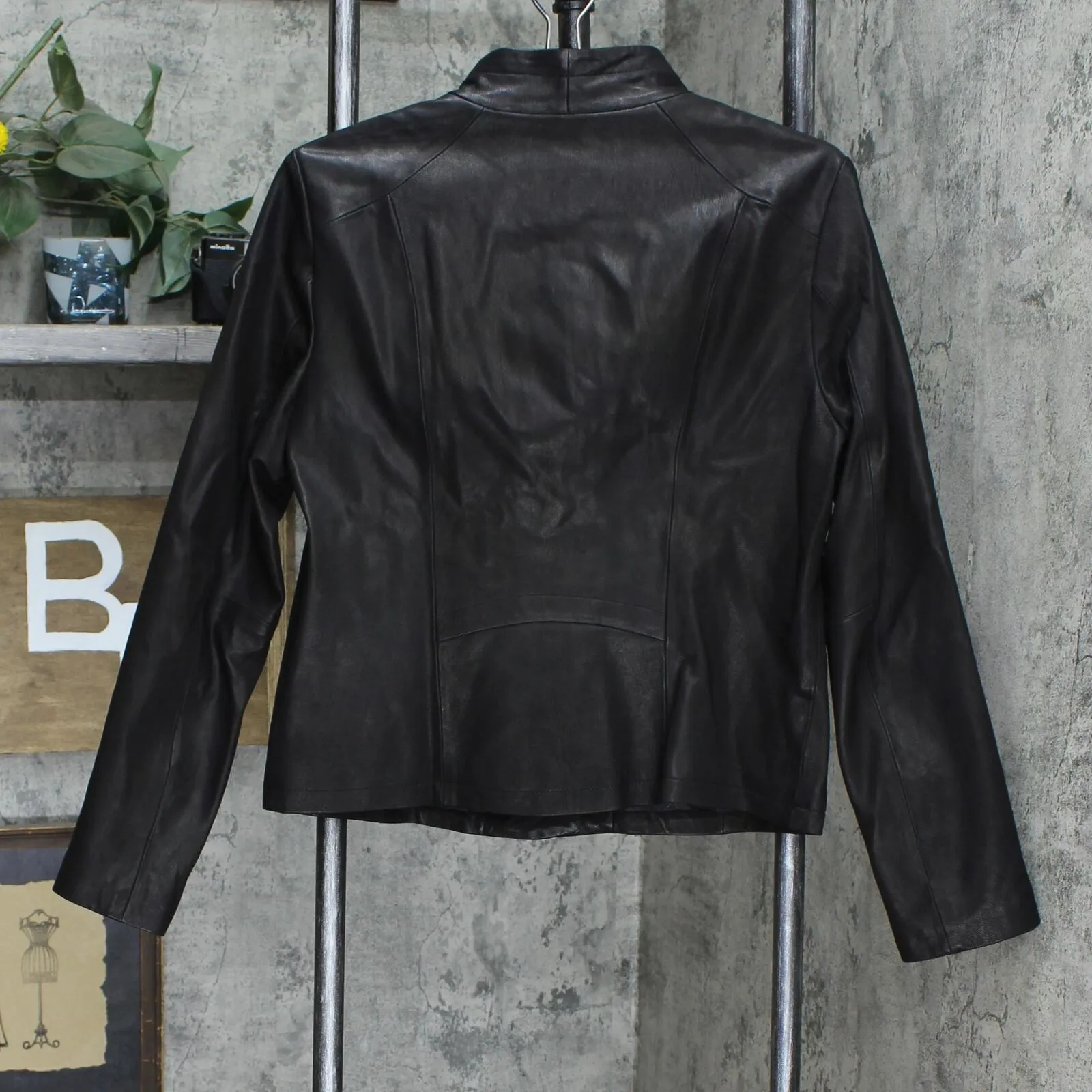Cole Haan Womens Leather Motorcycle Jacket