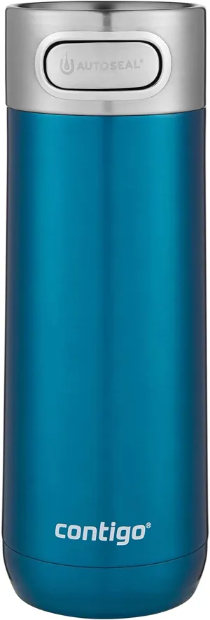 Contigo 2063411 Luxe AUTOSEAL Vacuum Travel Spill-Proof Coffee Mug with Stainless Steel THERMALOCK Double-Wall Insulation, 16 oz. Biscay Bay