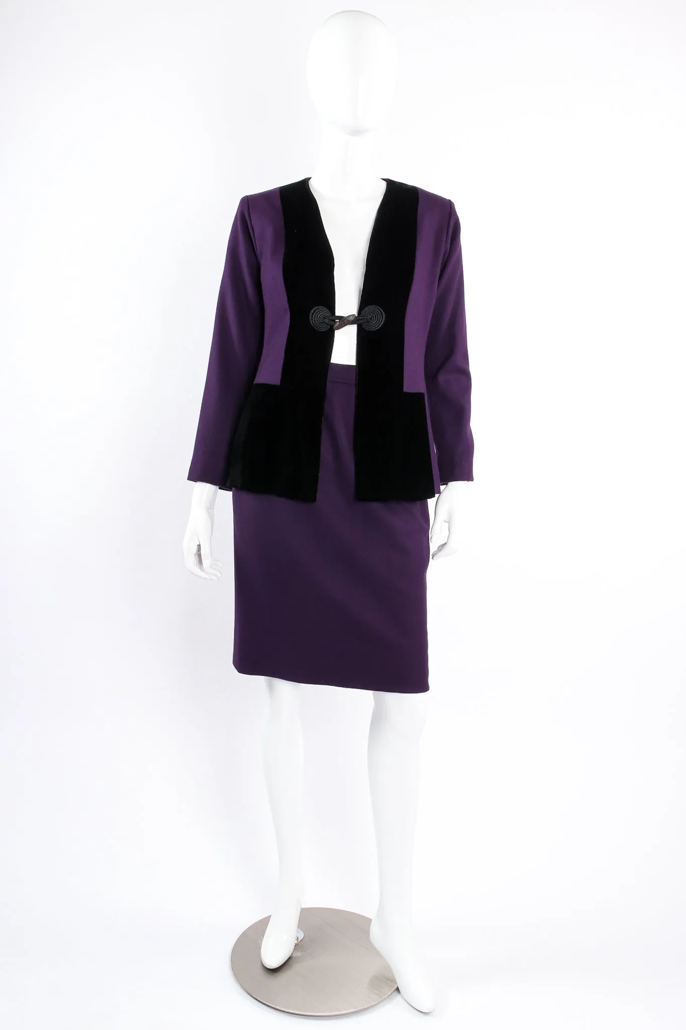 Contrast Toggle Jacket & Skirt Set