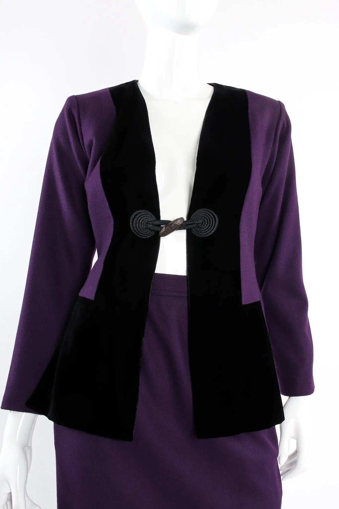 Contrast Toggle Jacket & Skirt Set