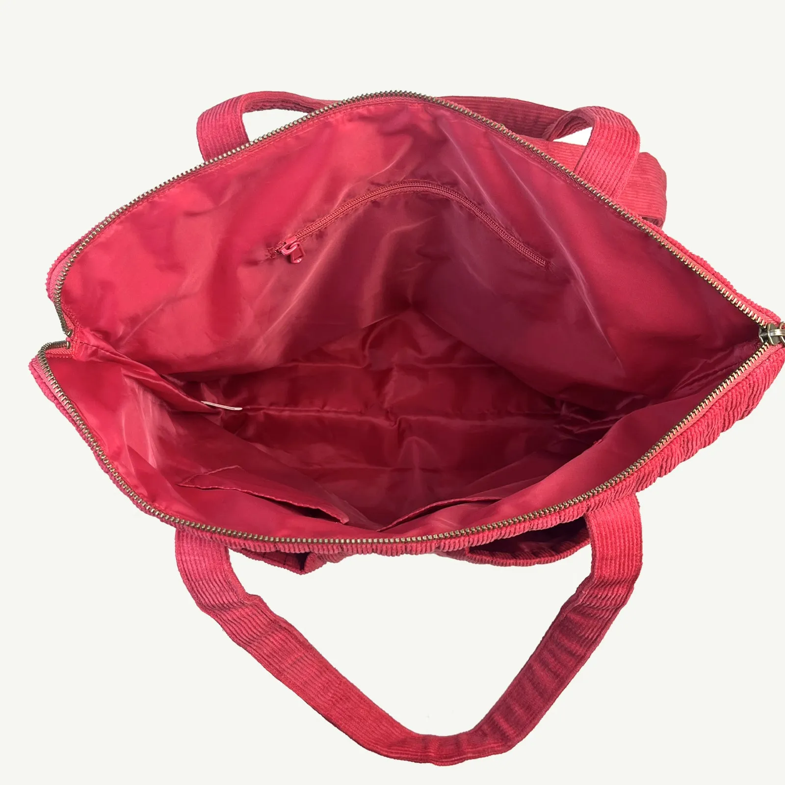 Corduroy Quilted Convertible Backpack - Cherry