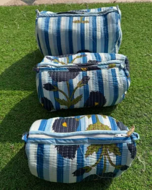 Cosmetic Bag Floral Print Indian Cotton Handmade Travel Bag