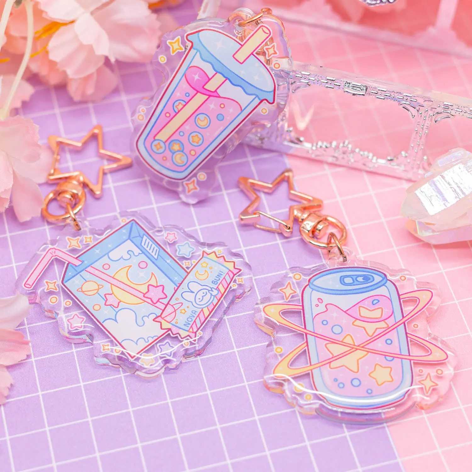 Cosmic Snacks - Cosmic Bubble Tea acrylic charm / keychain