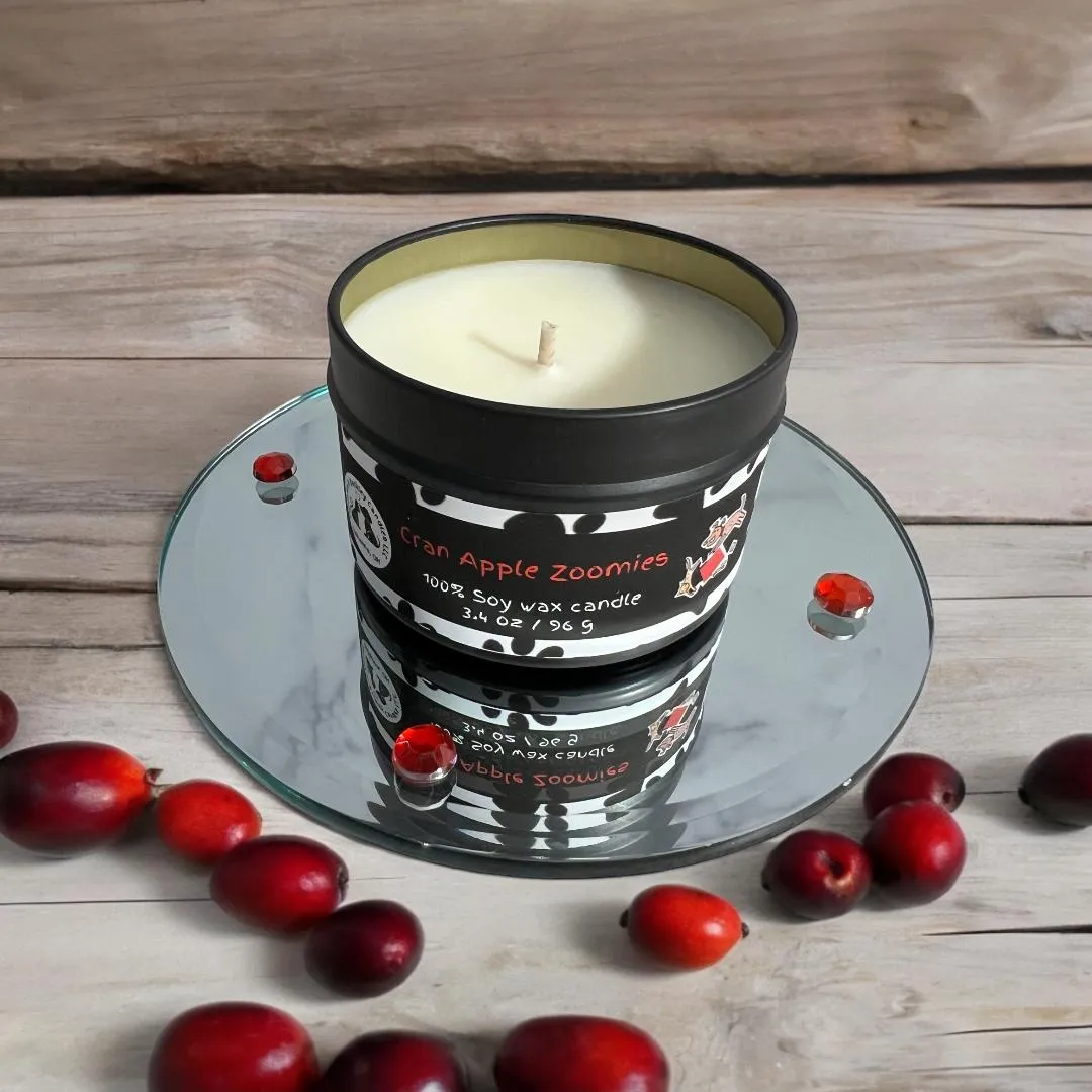Cran Apple Zoomies Candle, U.S. Handmade Scented Soy Candle, Clean Burn, Cranberry Apple Marmalade Scent, Gift for Friend Mom Dad Co-Worker
