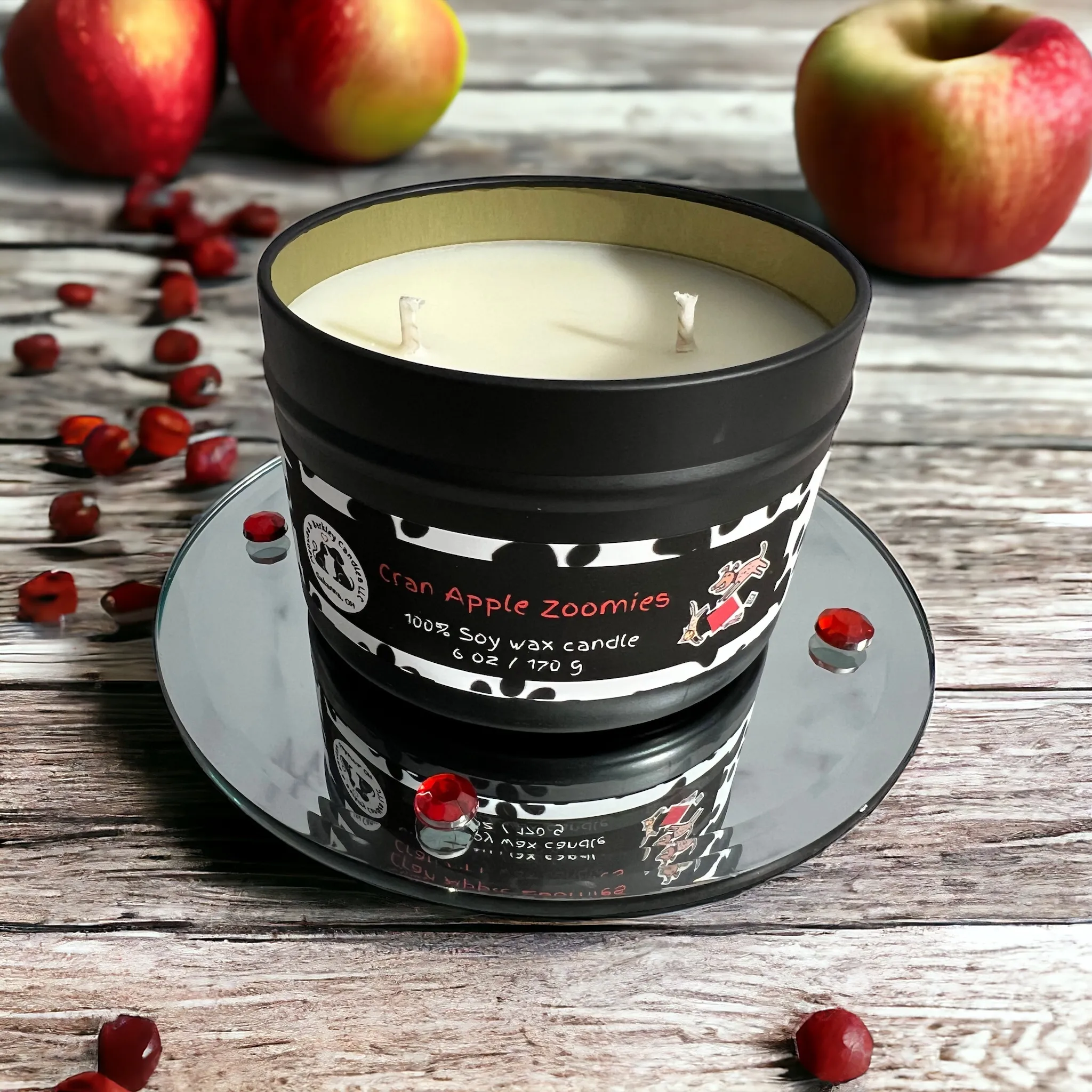 Cran Apple Zoomies Candle, U.S. Handmade Scented Soy Candle, Clean Burn, Cranberry Apple Marmalade Scent, Gift for Friend Mom Dad Co-Worker