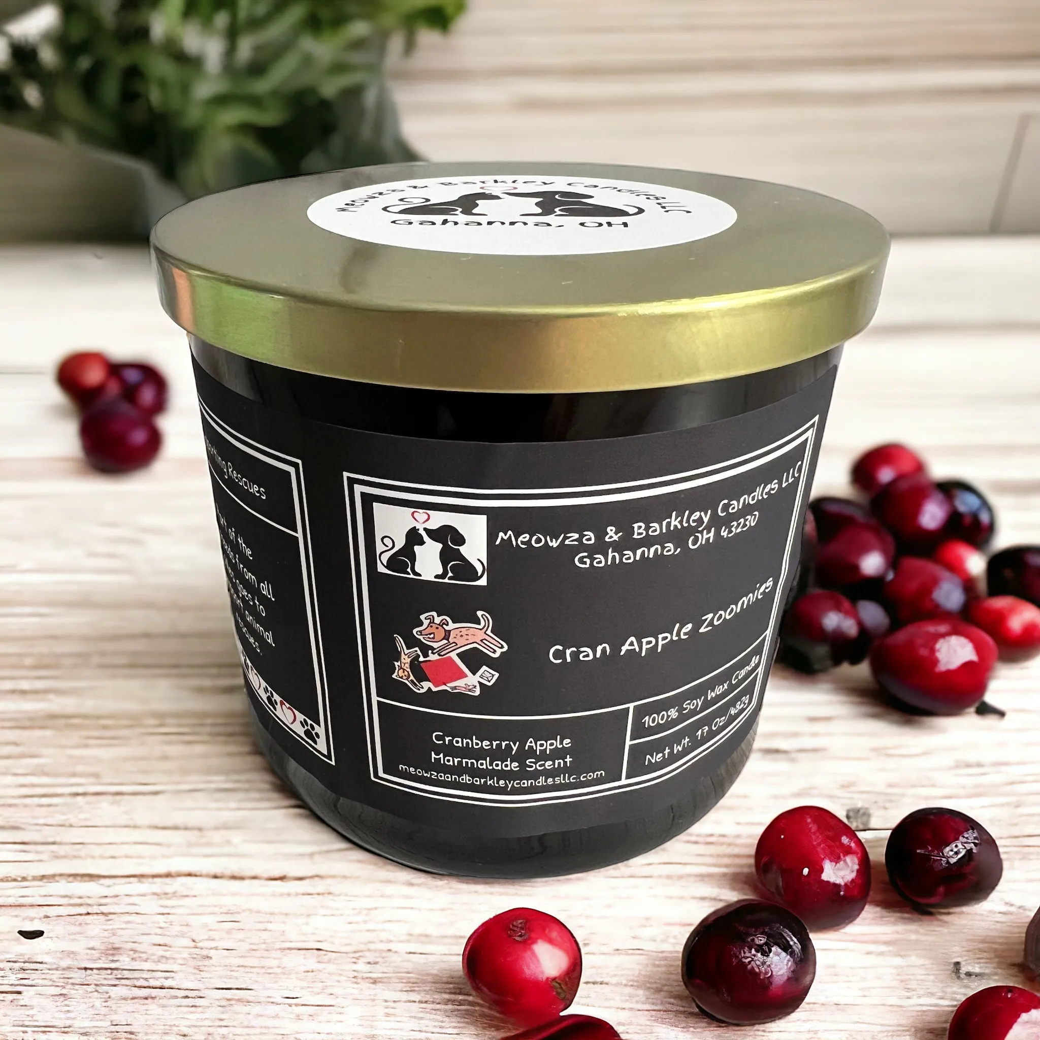 Cran Apple Zoomies Candle, U.S. Handmade Scented Soy Candle, Clean Burn, Cranberry Apple Marmalade Scent, Gift for Friend Mom Dad Co-Worker