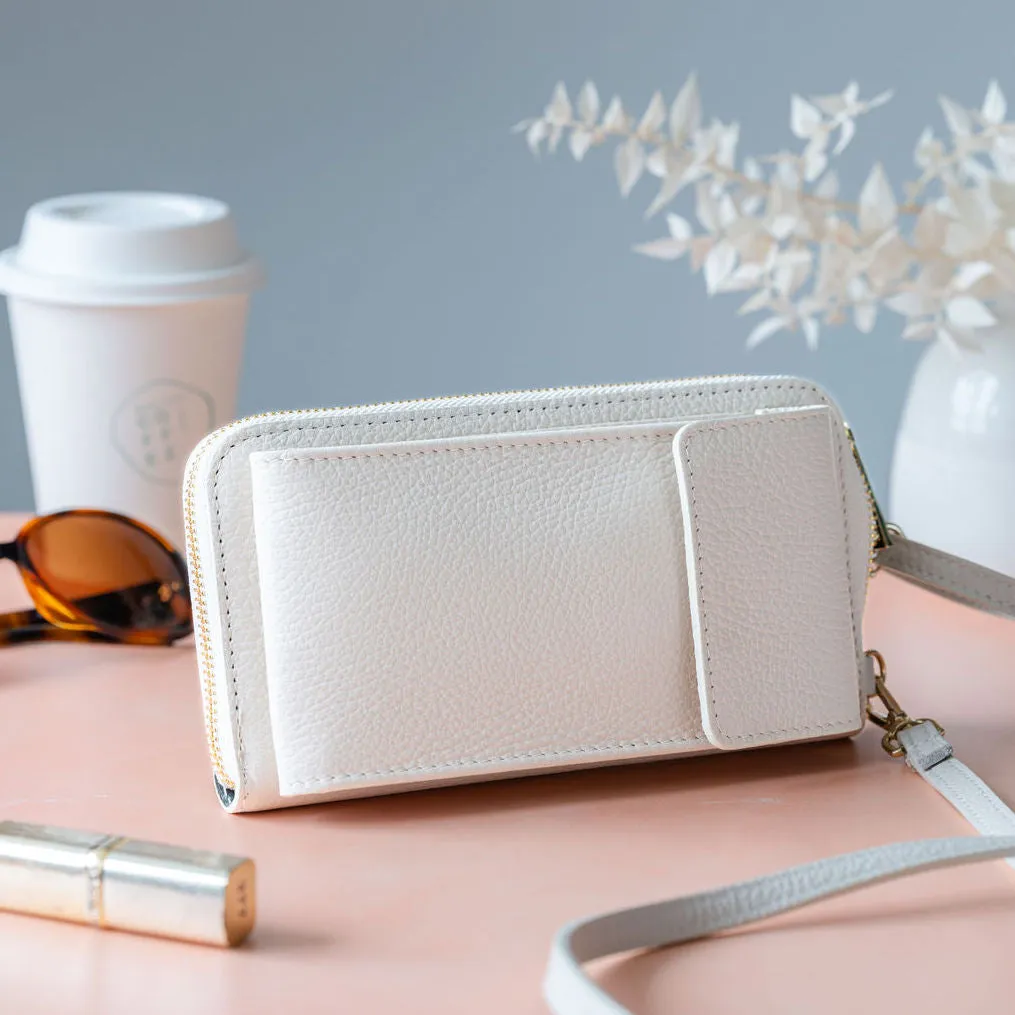 Cream Leather Purse / Phone Crossbody