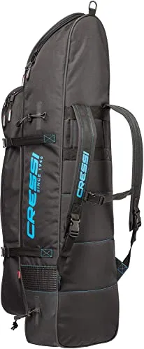 Cressi Freediving Waterproof Backpack - Main Compartment Fits Long Blade Fins - Cooler-Type Front Compartment - Piovra XL: Designed in Italy,Black/Blue