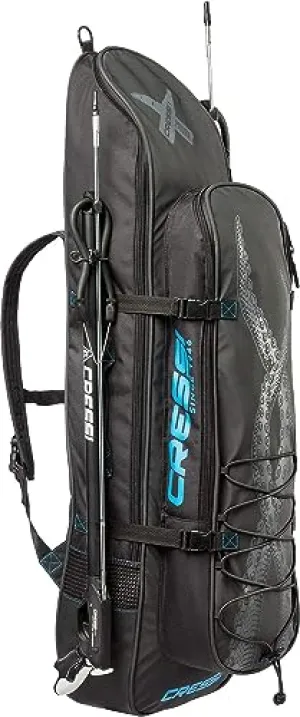 Cressi Freediving Waterproof Backpack - Main Compartment Fits Long Blade Fins - Cooler-Type Front Compartment - Piovra XL: Designed in Italy,Black/Blue