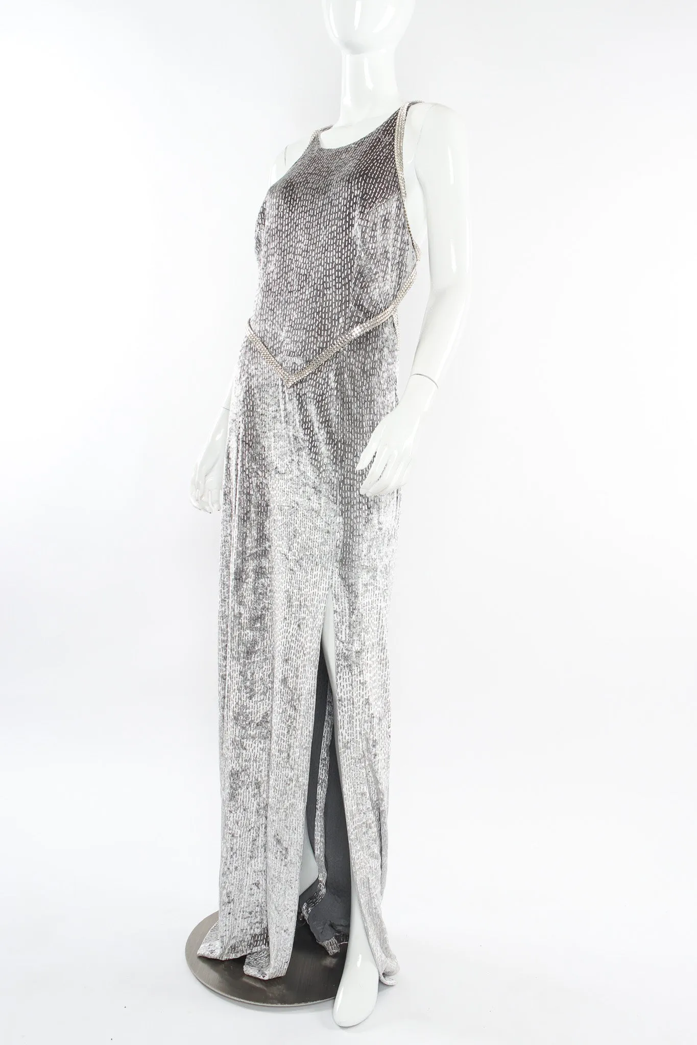 Crushed Velvet Rhinestone Metallic Dress