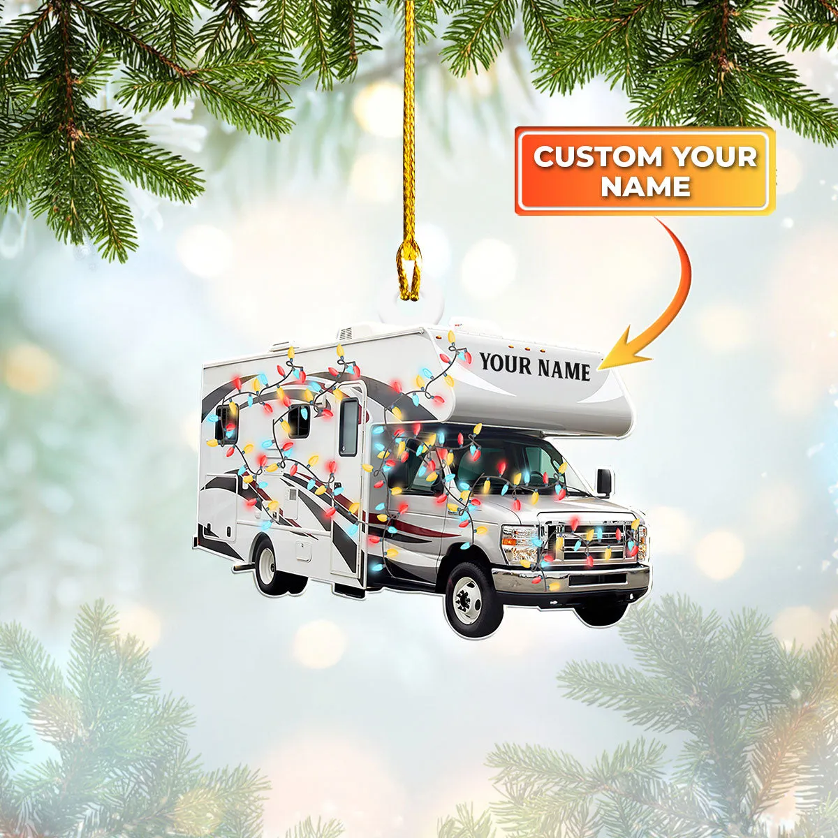 Custom Shaped Ornament - Camping Caravan  - Nt168 - Loop - Ct243