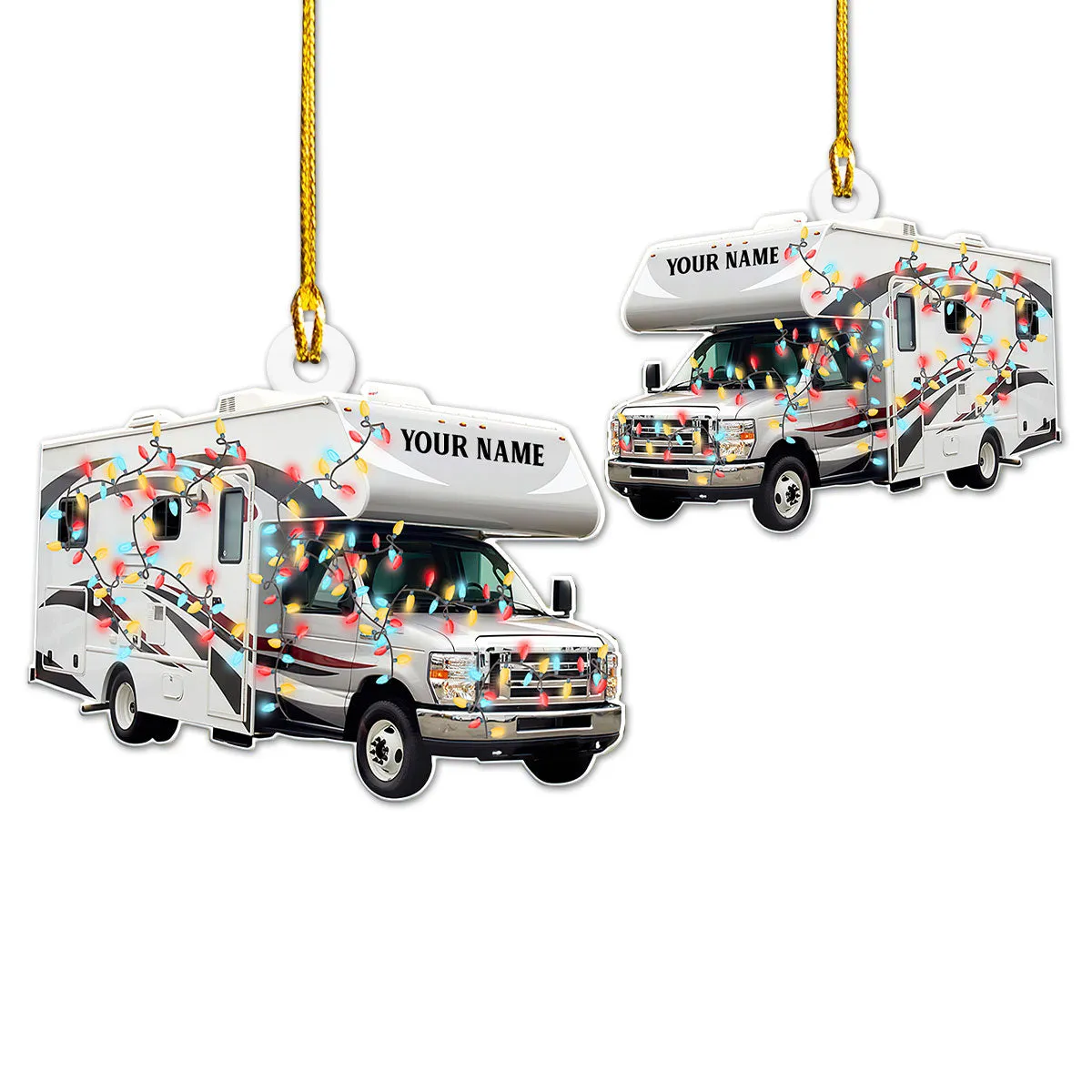 Custom Shaped Ornament - Camping Caravan  - Nt168 - Loop - Ct243