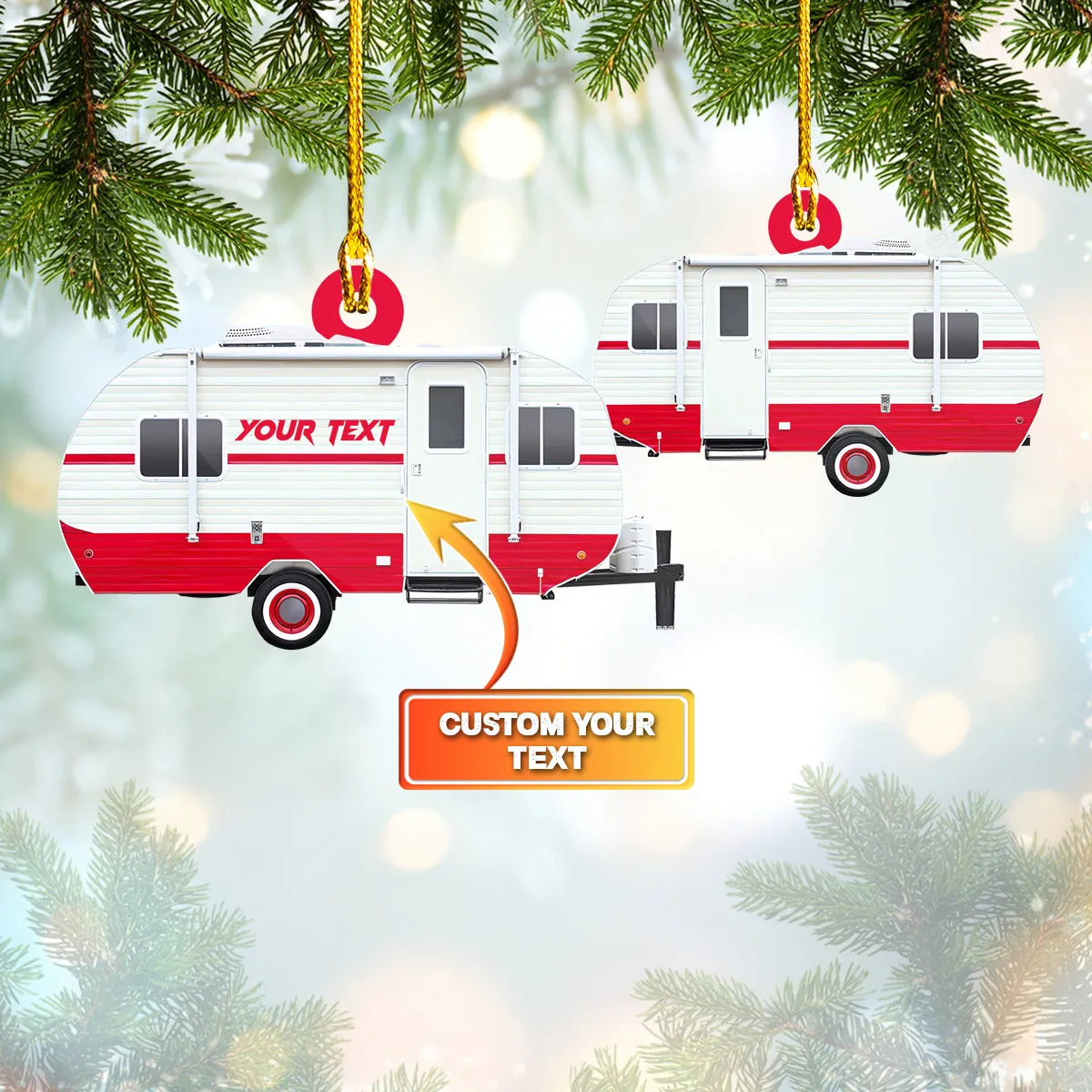 Custom Shaped Ornament - Retro Travel Trailer  - Nt168 - Loop - Ct241