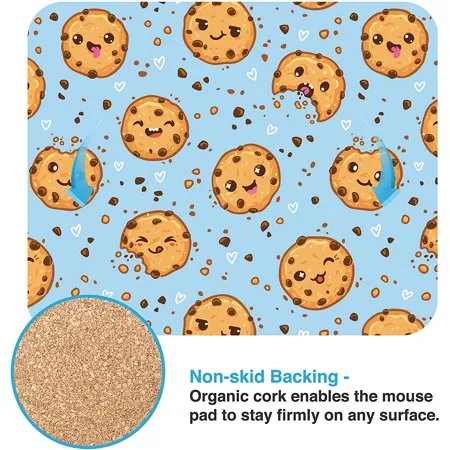 Cute Cookie Love Mouse Pad - Computer Gaming Laptop Desk Pad for Girls Boys Kids, Eco-Friendly Non-Slip Waterproof Cork