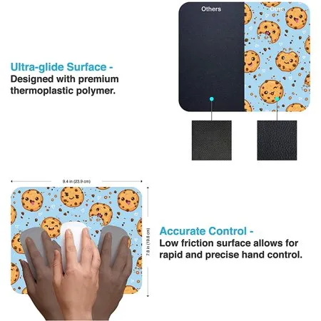Cute Cookie Love Mouse Pad - Computer Gaming Laptop Desk Pad for Girls Boys Kids, Eco-Friendly Non-Slip Waterproof Cork