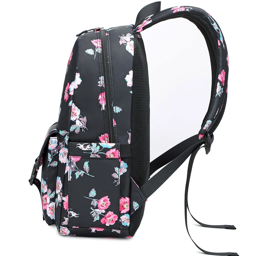 Cute Floral Bookbag for Teen Girls Lightweight Lunch Box Pencil Case