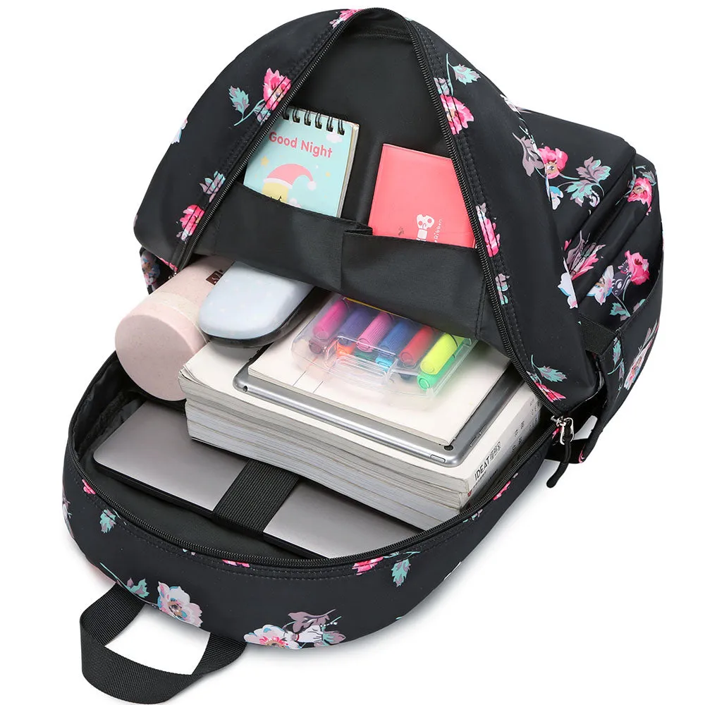 Cute Floral Bookbag for Teen Girls Lightweight Lunch Box Pencil Case