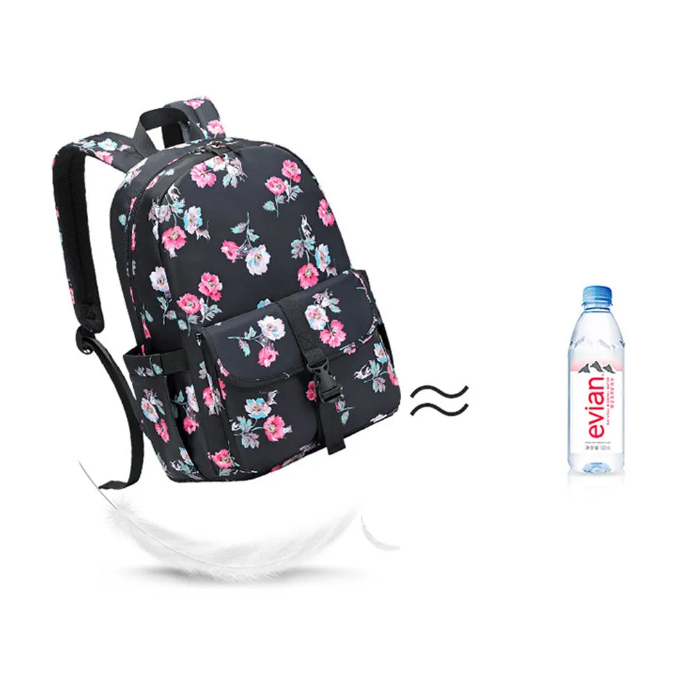 Cute Floral Bookbag for Teen Girls Lightweight Lunch Box Pencil Case