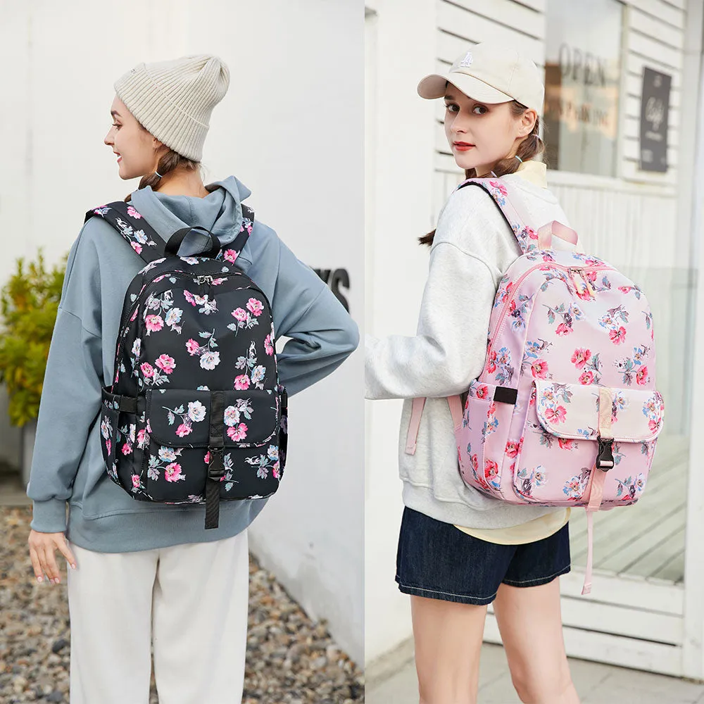 Cute Floral Bookbag for Teen Girls Lightweight Lunch Box Pencil Case