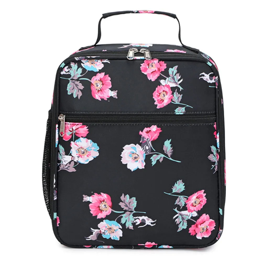 Cute Floral Bookbag for Teen Girls Lightweight Lunch Box Pencil Case