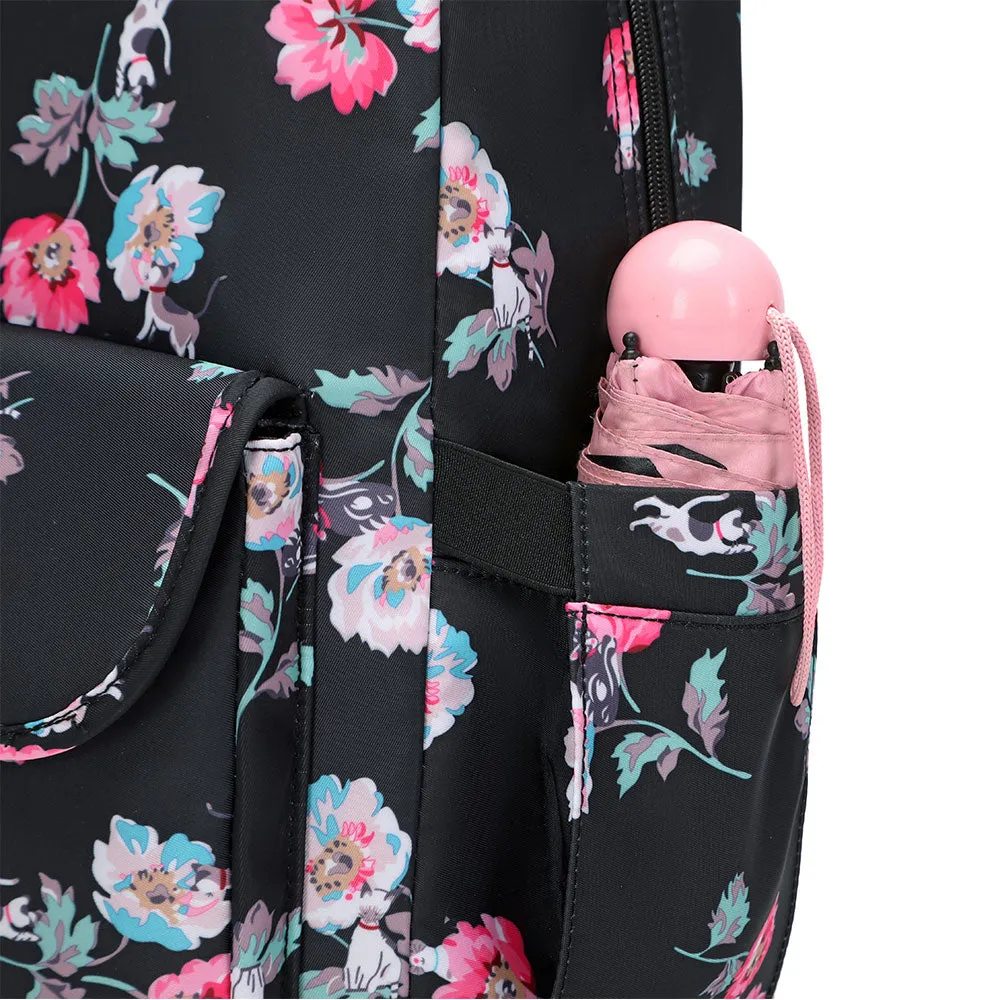Cute Floral Bookbag for Teen Girls Lightweight Lunch Box Pencil Case